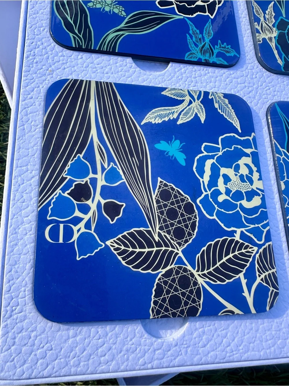 DIOR Maison Blue Floral Coaster Set of 4 with Box